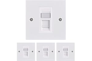 LEENUE RJ45 Socket Cat6 Ethernet Faceplate, Single Socket RJ45 Network Wall Plate 1 Port with Keystone Jack, White 4 Pack