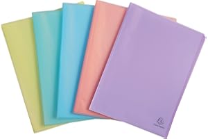 Exacompta - Réf. 88370E - 1 Protège-documents Chromaline Pastel - 30 pochettes cristal lisse - 60 vues - pour A4 - dim 24 x 32 cm - couverture en polypro recyclé translucide - 5 couleurs aléatoires
