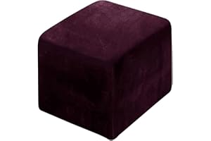 HOOWARM Stretch Hockerbezug Quadratisch/Rund 40x40/45x45CM Gray Ottomane Schonbezug Jacquard Bezug Ottomane Luxuriöser Abdeckung Überzug Hocker Protector Waschbar Hockerabdeckung (Color : A27, Size : 45x45c