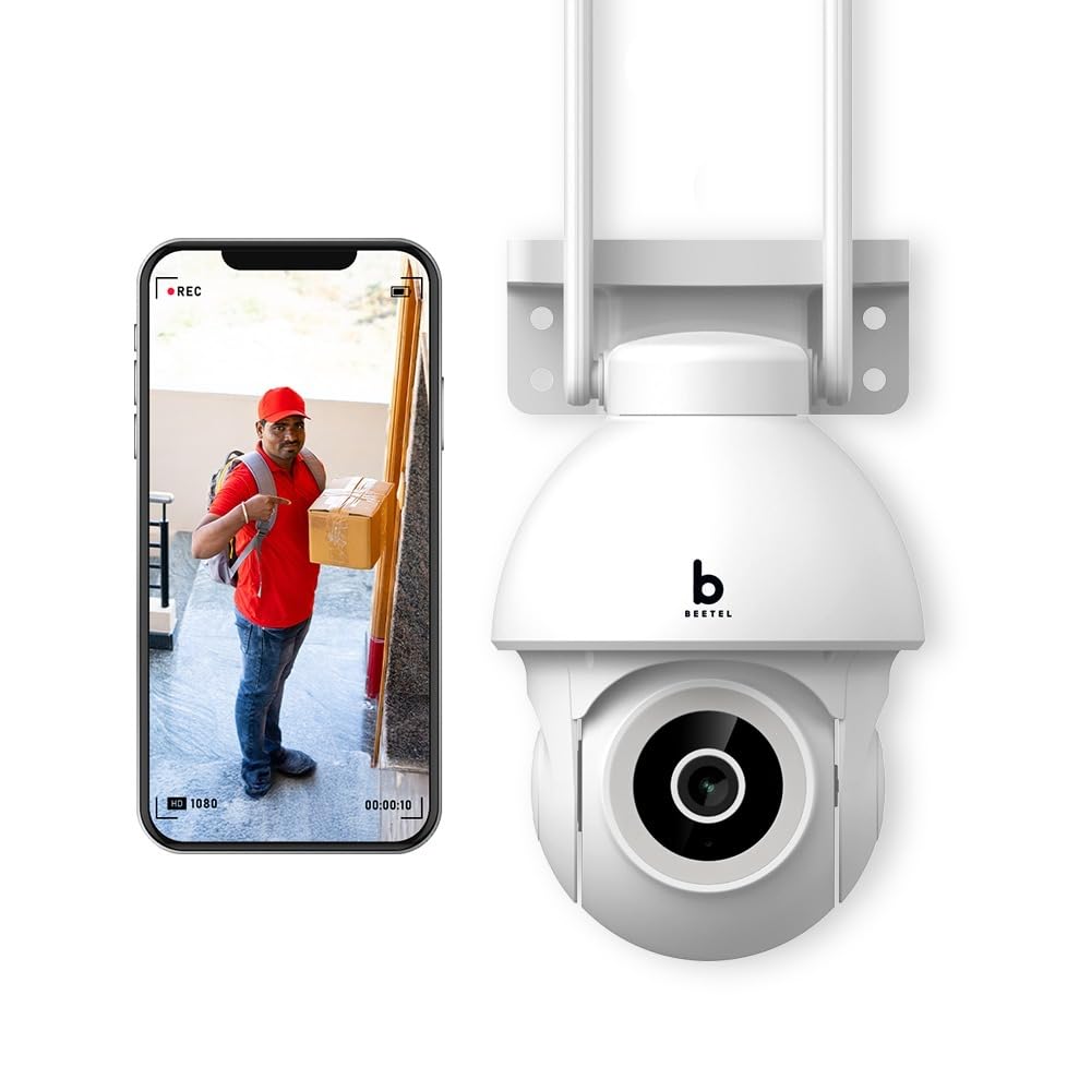 Beetel 4MP 3X Zoom QHD Wi-Fi CCTV Home Security Outdoor Camera|360° Pan Tilt|2-Way Talk|Motion Alert/Tracking|Night Vision|SD Card(Upto 256 GB),Alexa & Google Assnt|Onvif|CCO4