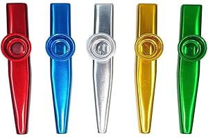 REQAG 5 Pièces Kazoo Métal en Alliage d'Aluminium avec Membrane pour Accompagnement de Guitare ou d'Harmonica, Kazoo Instrument, Cazou, Kazoo Enfant,Kazoo pour Enfants Cadeau Accompagnement Instrumental