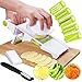 Produktbild KEDIOR Gemüsehobel,Mandoline GemüseSchneider,9 in 1 Gemüsereibe Abnehmbar,5 Edelstahlklingen, ein Handschutz, ein Stand, ein Schäler und ein magischer Reinigungs-Radiergummi-Schwamm
