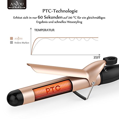 Anjou Haar Lockenstab mit PTC-Technologie und Keramikbeschichtung mit Turmalin, 32mm - 2