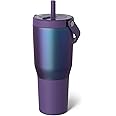 BrüMate Resa 35oz 100% Leakproof Travel Tumbler with Handle & Straw | Flexible Soft Sip Straw | Silicone Sleeve for Durability | Stainless Steel | Cup Holder & Travel Friendly | (Dark Aura)