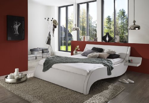 SAM Polsterbett 180x200 cm Murcia in weiß, Bett mit gepolstertem Kopfteil, modernes Design