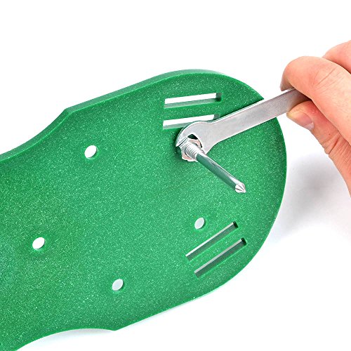 DEKOMORE Rasenlüfter Schuhe 4 Verstellbare Gurte, Rasenbelüfter Nagelschuhe mit 5 CM Nägel, für Garten Hof,1 Paar ,Grün - 5