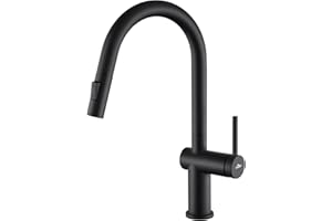 Auralum Kran kuchenny, czarny, armatura kuchenna, rozsuwana, wysokociśnieniowa armatura kuchenna z prysznicem, dwa rodzaje strumienia wody, bateria mieszakowa kuchenna 360°, jednouchwytowa bateria