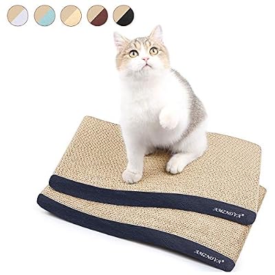 AMZNOVA Griffoirs pour Chats S Forme en Carton Ondulé Gratter Jouet Chat éraflure, 2 Pièces, Noire