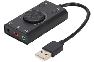 Wendry Carte Son Externe, Adaptateur Audio USB Carte Son stéréo Externe avec Prise pour Casque et Casque de 3,5 mm, Carte Son Multifonction USB avec indicateur