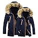 Produktbild Yazidan Unisex Frau MäNner Outdoor Pelz Wollvlies Warm Winter Lange Kapuze Mantel Jacke Herrenmantel WäRmemantel Winterjacke Coat Wintermantel Herren Langen Warme Graben Outwear(Marine,2XL)