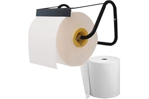 Tecnokit porta rotolo carta da muro con bobina 500 strappi omaggio, nero, dispenser bobina industriale in acciaio 40x20x23h con accessori montaggio inclusi