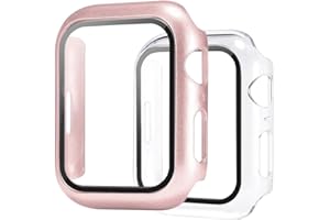 YUNUS ARAS 2 Pack Tempered Glass Screen protector for Apple Watch, Series 9 (2023) Designed for Series 8/7 41mm, Ultra Thin Shockproof General Protective Cover for iWatch (rose gold+transparent)