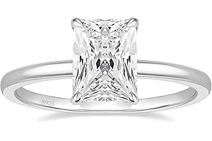 EAMTI 3CT 925 Sterling Silver Engagement Rings Radiant Cut Solitaire Cubic Zirconia CZ Wedding Promise Rings for Her Wedding Bands for Women Size 3-11
