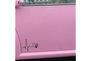 HANDMADE BY STUKK Vinyl-Aufkleber mit Herzschlag und Hundepfote, 13 x 10,3 cm