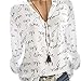 Produktbild ABsoar Blusen Damen Hemd Pullover Langarm Shirts Tunika Frauen Plus Größe V-Ausschnitt Taste Langarm Brief Bluse Tops Shirt S~5XL
