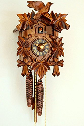 Original Schwarzwälder geschnitzte Kuckucksuhr mechanisch Vogel Handarbeit NEU