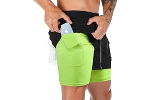 Superora Męskie sportowe spodenki do biegania 2 w 1, oddychające, na zewnątrz, treningowe szorty z kieszeniami