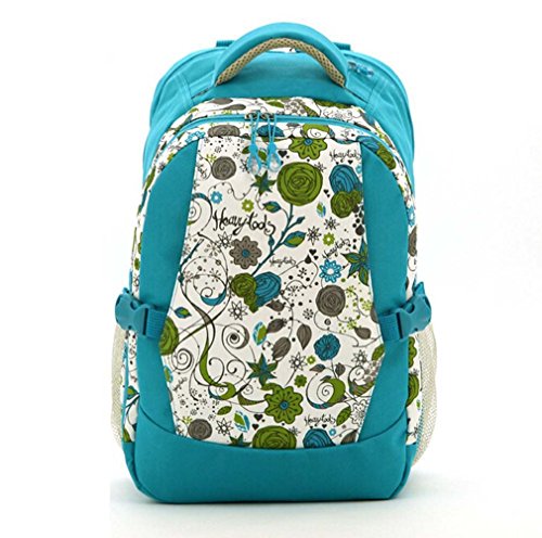 LCY Smart Organizer System Backpack Baby Changing Bag Light Blue Flowers