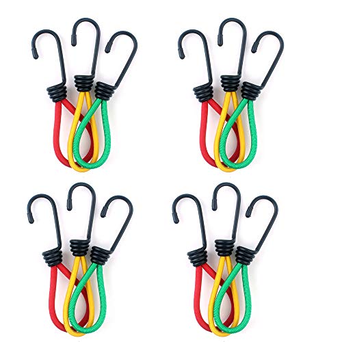 Kingt - Tenditore Elastico in Gomma con Gancio, 12 Pezzi, per teloni, schermi, tenditore, telone, Cinghia Elastica, Supporto per Rete da Balcone rimorchio