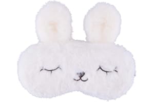 Ulife Mall Masques de Sommeil Mignon Lapin Animaux Drôle Masque de Nuit en Peluche pour Dormir Voyage avec Bande Élastique Masque pour les Yeux Couverture pour Enfant Femme Filles