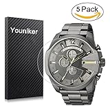 youniker 5 Pack Diesel Displayschutzfolie, Diesel Displayschutzfolie Folien für Diesel Herren Armbanduhr dz4466 Mega Chief Crystal Clear HD, kratzfest, keine Fingerabdrücke, blasenfrei Film