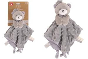 DODO D'AMOUR - Doudou Carré - Ours - 053932 - Gris - Polaire Alvéolée - Cadeau Naissance - Peluche - Bébé - Doux - Lavable en Machine - Design Français - À Partir de 0 Mois
