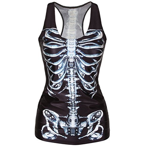 SROVFIDY Femme T-Shirt Style Gothique Punk Débardeur Gilet 3D Impression Caraco