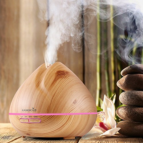 EaseHold Aroma Diffuser 400ML Leise Kalten Nebel Luftbefeuchter Ultraschall Oil Düfte Humidifier Holzmaserung LED mit 7 Farben Elektrisch Duftlampe Humidifier LED Licht für Babies Kinder Haus Yoga Schlafzimmer Wohnzimmer Büro Duftlampe (400ml, Gelb) - 5