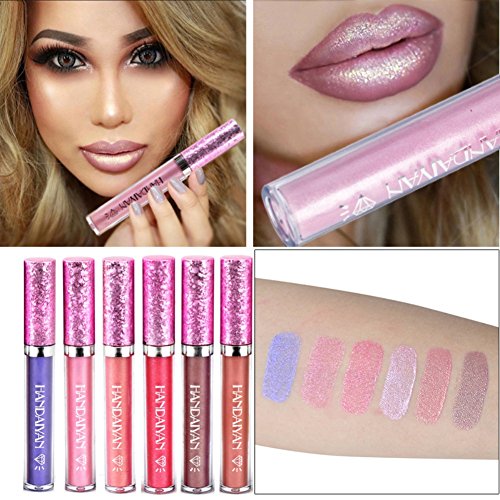 ROMANTIC BEAR 6 Farben Metallic Schimmer Liquid Lippenstift Langlebig Matt Wasserdicht Feuchtigkeitsspendende Lipgloss - 5