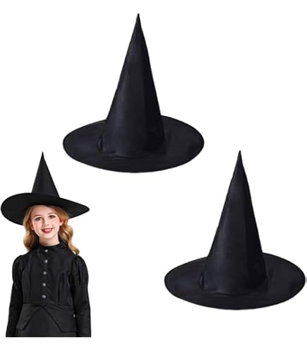 Amzeeniu 12pcs Chapeaux de Sorcière d'halloween,Noir Halloween en tissu Oxford Costume Cosplay Décoration de Pliable Chapeau de sorcière Mascarade Fête Soirée Décor Chapeau Pointu de Magicien(L