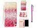 Produktbild LG K7 Hülle KSHOP [Ständer Funktion] Schutzhülle Premium PU Leder Flip Bookstyle Tasche Case mit Integrierten Kartensteckplätzen und Ständer Cover Tasche Handy Case Etui 3D geprägte Malerei 3D embossed painting + Metall Touch-Pen Rose - Smile Rosa Traum
