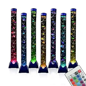 LED Bubble Tube Floor Lamp with 10 Fish Aquarium Lamp Remote Control with 20 Light Changes Tall Water Tower Tank Night Light for Bedroom Office Gift for Kids Men Women 4FT