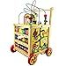 Baby Walker Lauflernhilfe Motorikspielzeug Lauflerner Motorikwuerfel aus Holz auf Rädern zum Schieben Koordinationstrainer