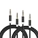 Produktbild Expresstech @ 2PCs 3.5mm Audio Klinkenkabel 3,5mm auf 3,5mm AUX-Kabel Aux Kabel 3.5mm Nylon Audio Kabel 1m für Kopfhörer, Apple iPhone iPod iPad, Echo dot, Heim, KFZ Stereoanlagen, Smartphones, MP3 Player, Kopfhörer, Handys, Tablets, Stereoanlage, Autoradio, Computer und andere Geräte mit 3.5mm Audio-Buchse - Schwarz