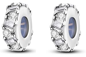 Parmuz Clip Spacer Charm for Bracelet 925 Sterling Silver Pave Cubic Zirconia Clip Lock Spacer Stopper Charm Bead Star Moon Evil Eye charms Jewelry Gift for Woman