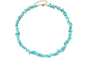 Mingjun Turquoise Choker Necklace Handmade Adjustable Stone Summer Beach Necklace for Women Girls