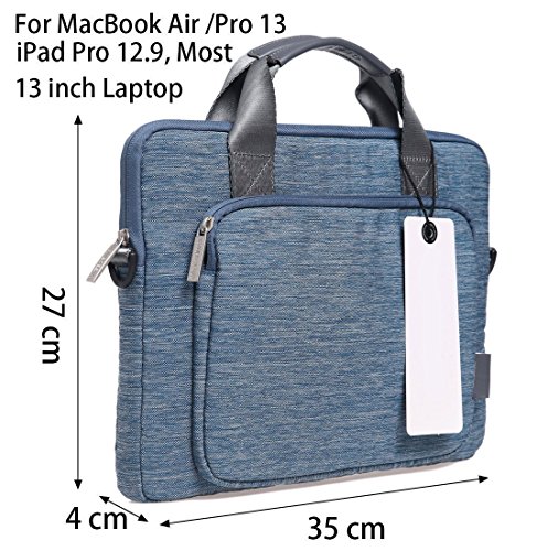 Simtyso ShockProof Neoprene Laptop Sleeve Hülle11.6 13.3 15.4Zoll Laptop Tasche Schultertaschen Schutzhülle Ultrabook Tasche für Apple Macbook Air 13, Surface Pro 3/4, Surface Book, Dell XPS 13, HP Spectre X360 iPad Pro 12.9 (13.3zoll,blau+ball) - 2