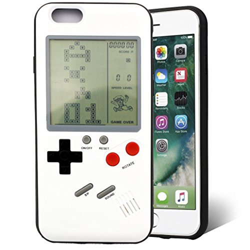 F-FISH Estuche iPhone X / 6 / 6s / 7/8 Plus Funda de Estuche ABS Estuche Protector Que Puede Jugar al Juego clásico [Gameboy] [Tetris] (iPhone 6/6s, Blanco)