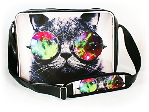 Oryginale Umhängetasche Schultasche Sporttasche Messenger Laptop Bag 20 Varianten GALAXY SUNGLASSES CAT