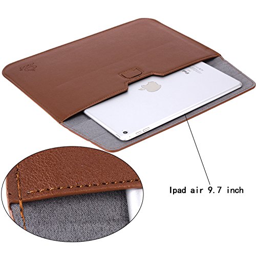 XGUO PU Ledertasche/ Hülle für MacBook Air 11 MacBook Retina 12 zoll mit Halter iPad Air/Air2 Samsung Galaxy T560 T550 iPad Pro 9.7 Sleeve Hülle Tasche mit Ständer Erhöhung Schutzhülle(11-12 Zoll, Brown) - 5