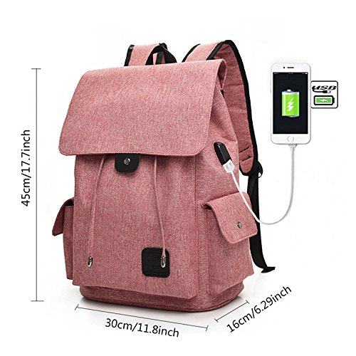 Fastar Laptop Rucksack mit USB-Ladeanschluss  leicht Robustes Segeltuch Rucksack Reisetasche Wandern Rucksack College Daypack f  r Handys MP3  Noteboo