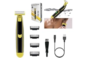 AMOTEE New Full Body Washed Wet and Dry Shaver, Men's Electric Shaver, Dry Wet Waterproof Mens Rotary Facial Shaver, Body Groomer Shaver, Ergonomic Body Shaver