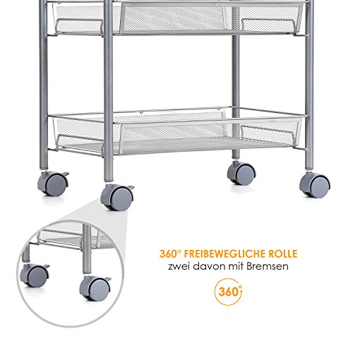 Servierwagen Küchenwagen Rollwagen Metall küchenregal Küchenrollwagen Allzweckwagen mit Rollen 5 Ablagen Silbergrau 45*27*105cm ( 5 Ablagen, Silbergrau) - 4