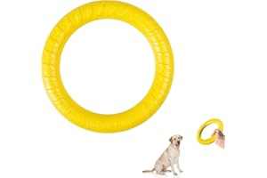 QEEROYO Allenamento Interattivo Anello per Morso, Frisbee Giocattolo Galleggiante per Cani, Dischi Volanti (Giallo）