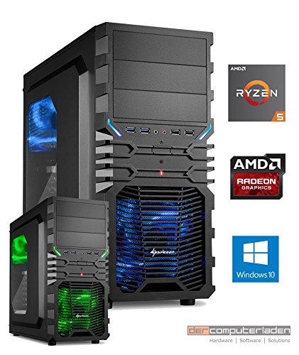 dercomputerladen Gamer PC System AMD, 5-1400 (Ryzen) 4x3,2 GHz, 16GB RAM, 1000GB HDD, Radeon RX580 -8GB, inkl. Windows 10 (inkl. Installation) Gaming Computer Büro Multimedia