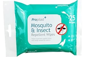 PROPLAST 25pk Mosquito Insect Midge Repellent Wipes Tropical Formula Bite Deet Free - 1x Pack (25 Wipes)