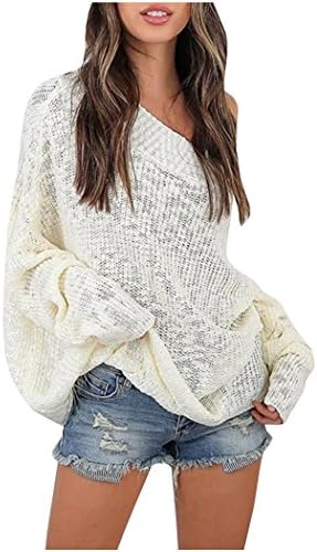 Zaywind Women Sexy Sweatshirt Bat Sleeves Off Shoulder Casual Knit Jumper Pullover Top
