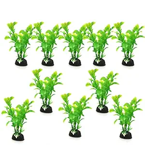Padmashri Aquarium Decorations Fish Tank Artificial Green Water Plants Made of Soft Plastic, Non-Toxic & Safe for All Fish & Pets (10 pcs)