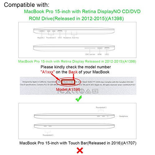 WALNEW Schlanke MacBook Pro Retina 15.4 Zoll(A1398) Hülle, MacBook Schutzhülle, Hülle, Case, Cover, MacBook Pro Retina 15.4 Zoll Hülle mit Handgriff, geschütztes Inneres und externes Mousepad - 2