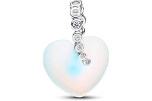 PANDORA Moments 794143C01 Breloque en forme d'étoile filante et cœur en argent sterling avec zircone et verre Compatible ME et Moments
